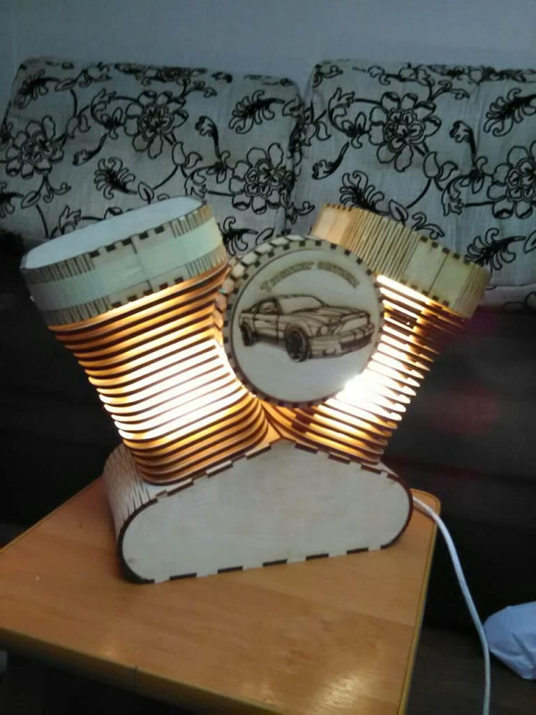 Laser Cut Harley Davidson Night Light Wooden Lamp
