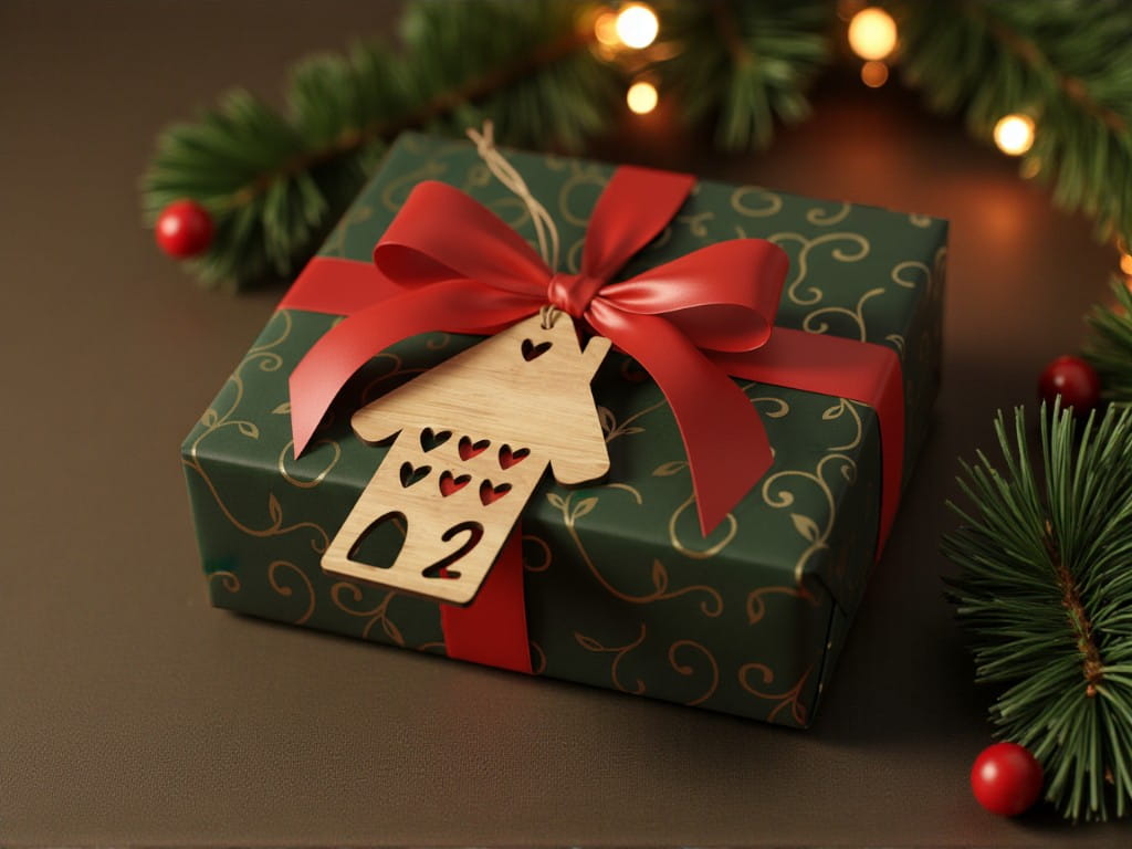 Laser Cut House Shaped Christmas Gift Tag