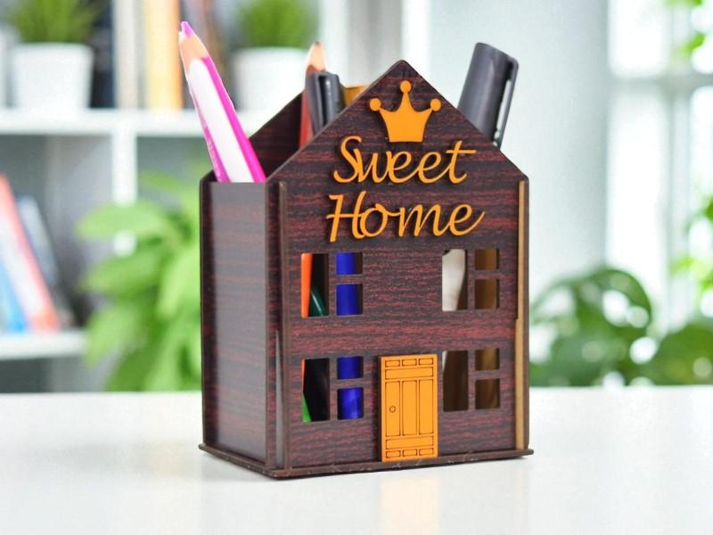 Laser Cut House Shaped Pen Holder 3mm