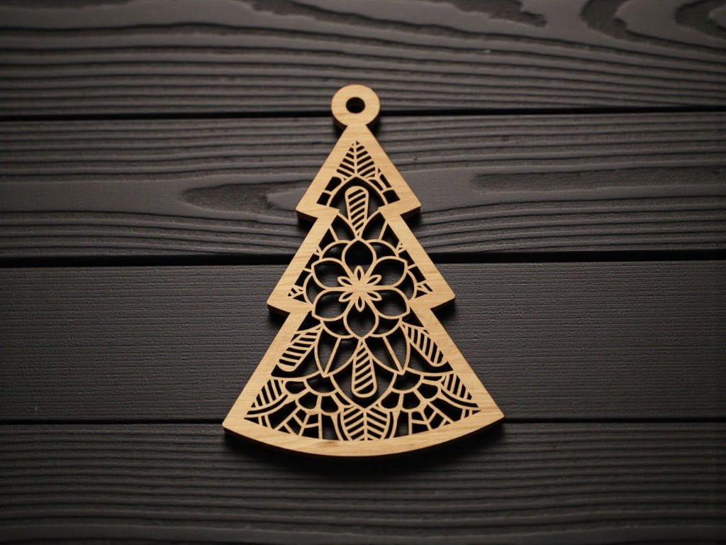 Laser Cut Intricate Christmas Tree Hanging Ornament