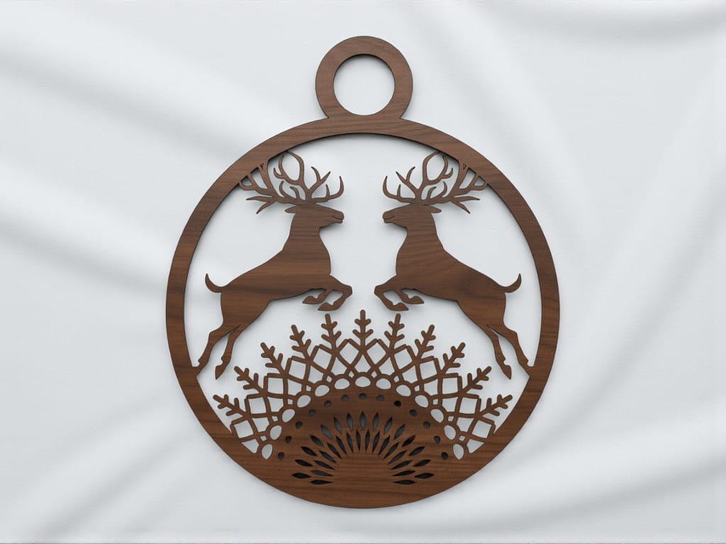 Laser Cut Intricate Reindeer Christmas Ornament