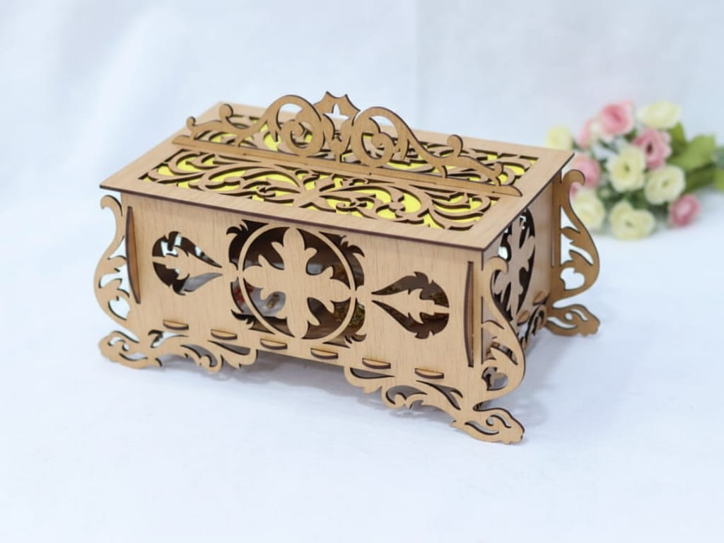 Laser Cut Intricate Wooden Jewelry Box