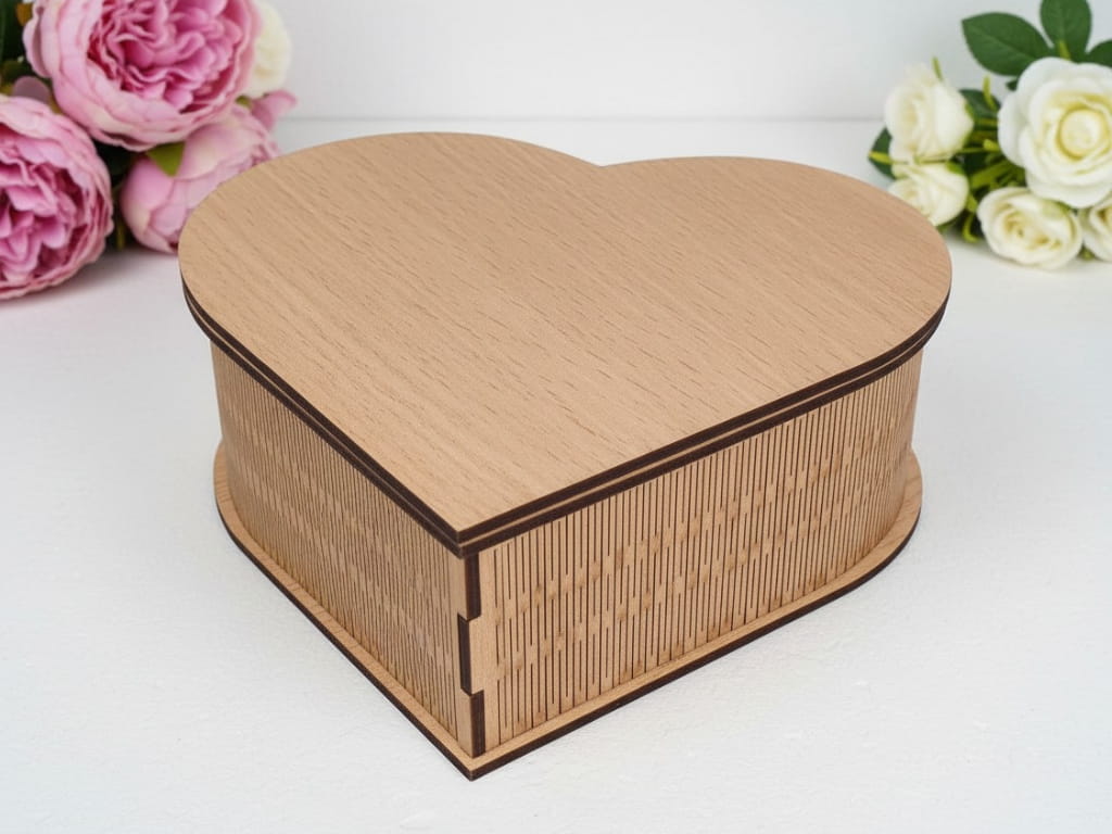Laser Cut Living Hinge Heart Box