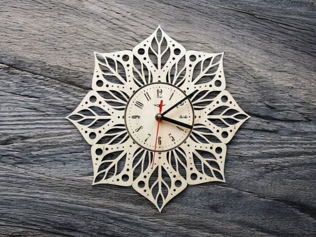 Laser Cut Lotus Flower Mandala Wall Clock Vector