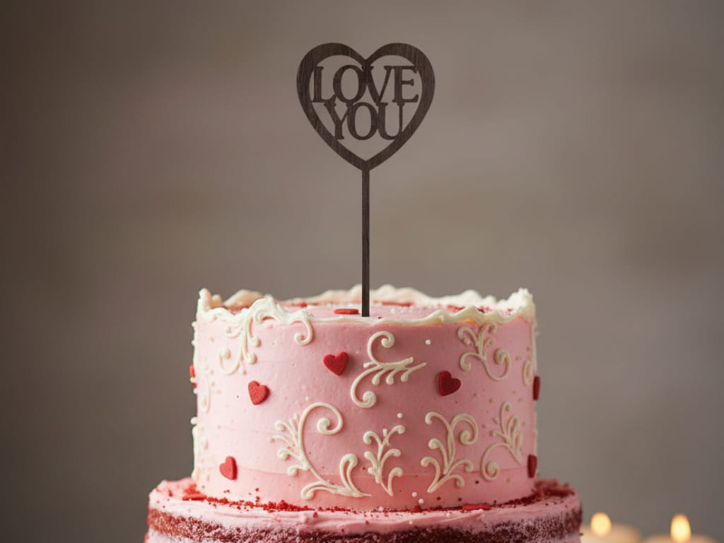 Laser Cut Love You Heart Cake Topper