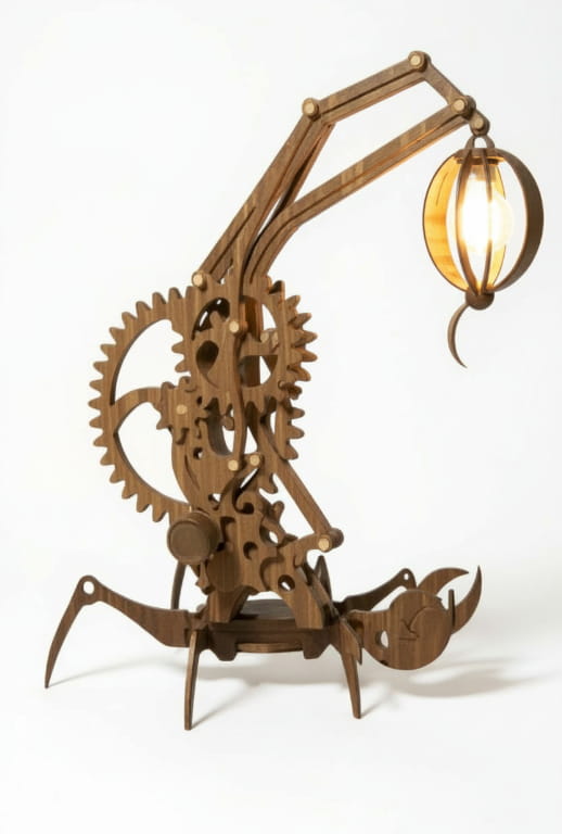 Laser Cut Mechanical Scorpion Wooden Lamp