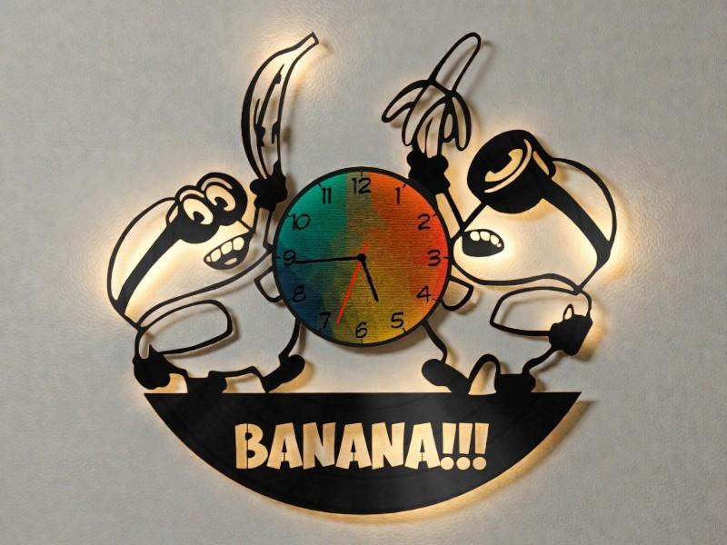 Laser Cut Minions Banana Wall Clock Free Download