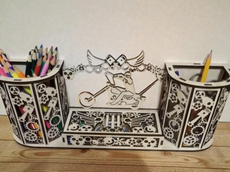 Laser Cut Motorcycle Biker Desk Organizer Pen And Card Holder 3.5mm Free Download