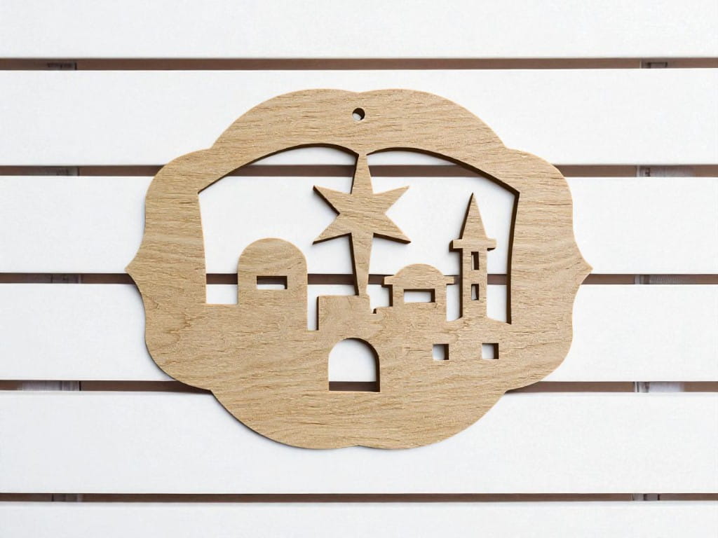Laser Cut Nativity Scene in Bethlehem Christmas Ornament