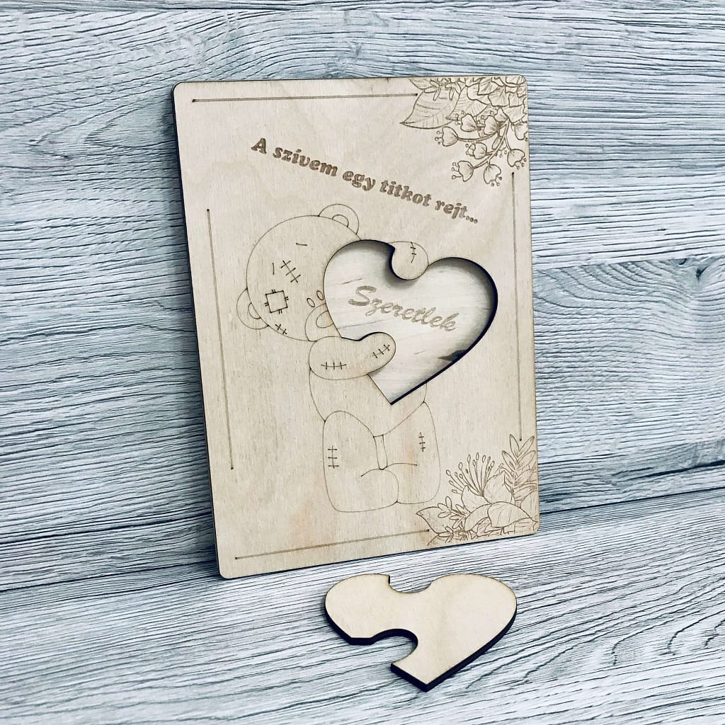 Laser Cut Notebook with Teddy Bear and Heart  Custom Name Journal