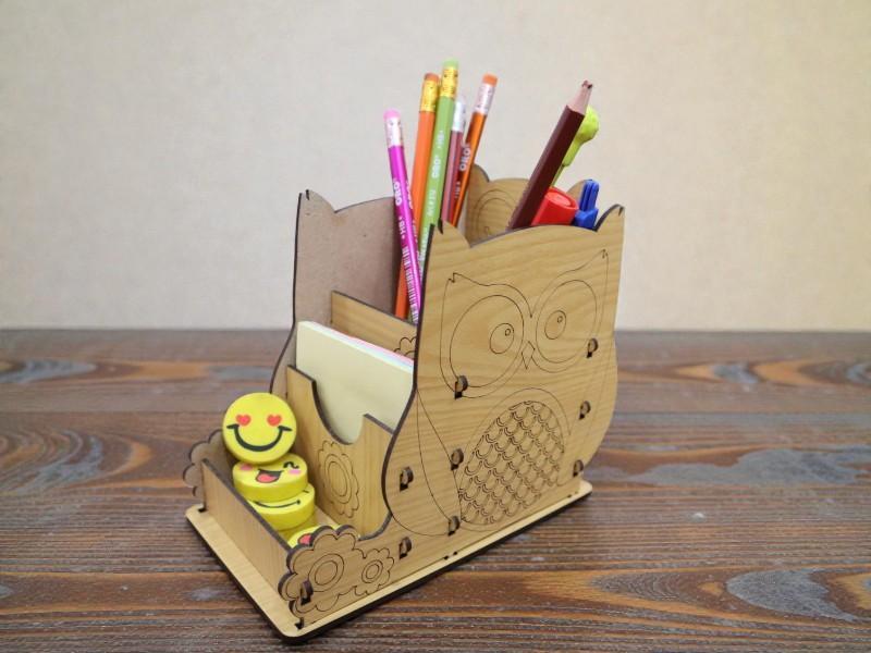 Laser Cut Owl Pen And Pencil Holder Office Desk Organizer 3mm Free Download