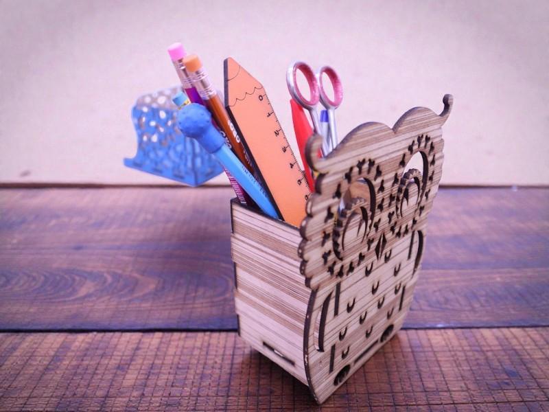 Laser Cut Owl Pencil Holder 3mm Free Download