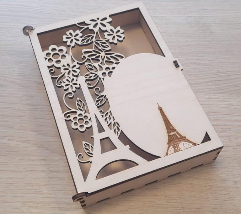 Laser Cut Paris Themed Book Shaped Gift Box