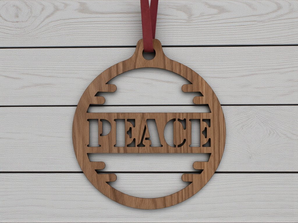 Laser Cut Peace Christmas Ornament