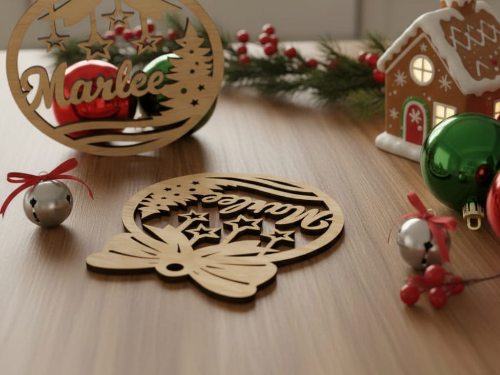Laser Cut Personalized Christmas Bauble Named Rachel