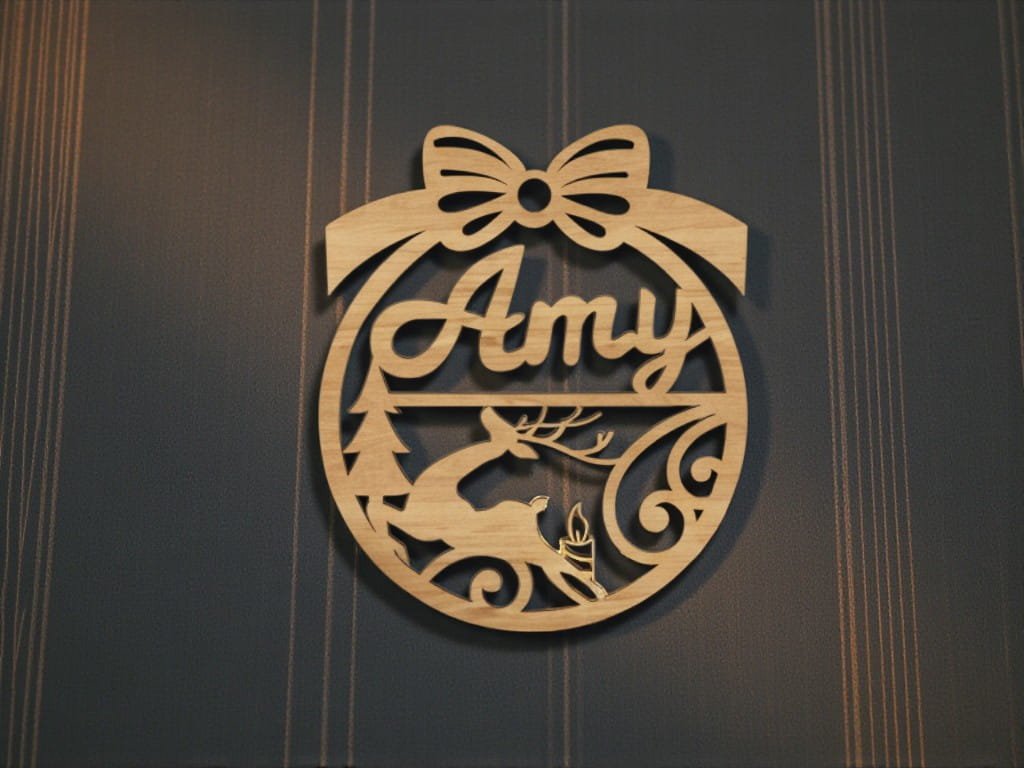 Laser Cut Personalized Christmas Ornament with Name Amy