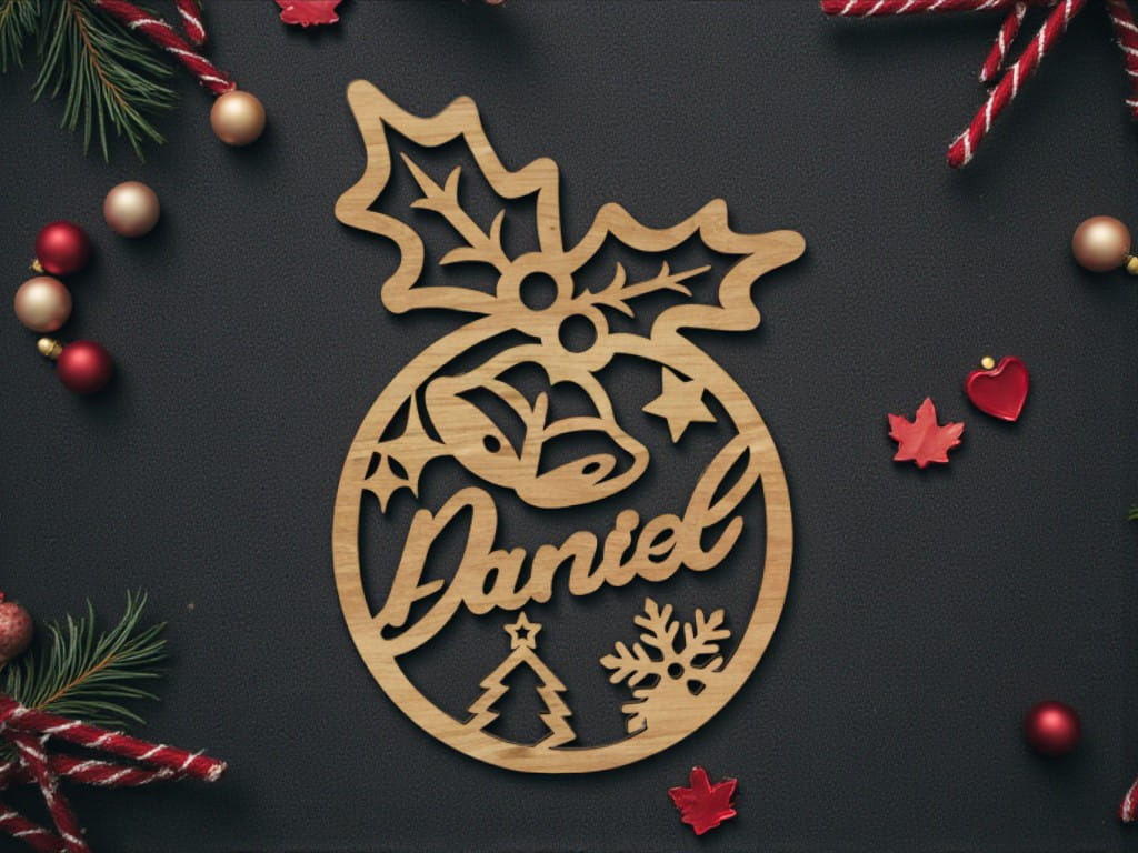 Laser Cut Personalized Christmas Ornament with Name Daniel