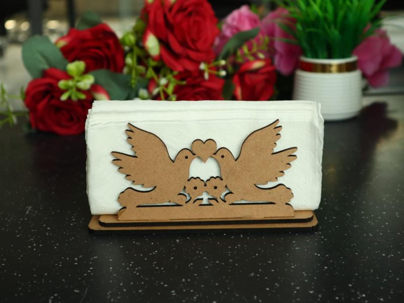 Laser Cut Pigeons With Heart Wedding Napkin Holder 3mm Free Download