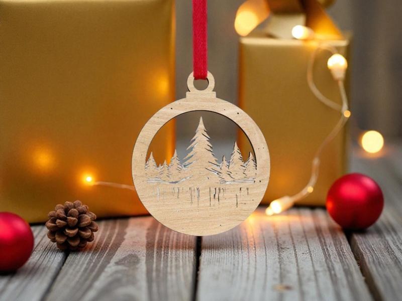 Laser Cut Pine Tree Bauble Free Download SVG File