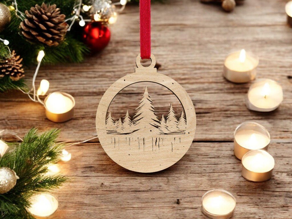 Laser Cut Pine Tree Bauble Vector