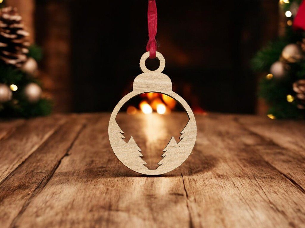 Laser Cut Pine Tree Christmas Ornament Vector