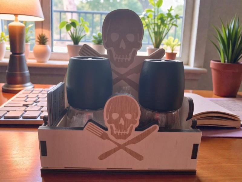 Laser Cut Pirate Napkin Holder With Salt And Pepper Shakers 6.2mm Free Download