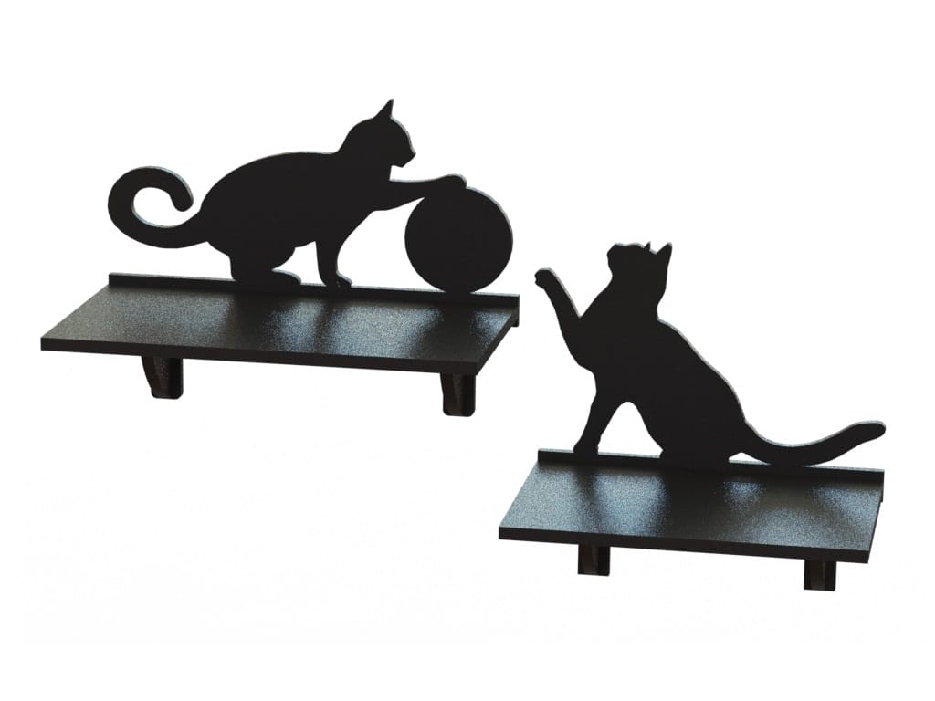 Laser Cut Playing Cat Wall Shelf For Home Decor Vector Free Vector File