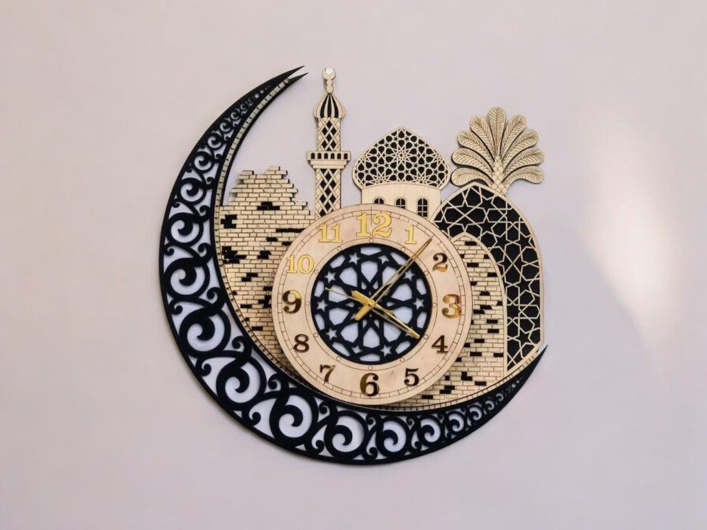 Laser Cut Ramadan Decor Wall Clock Vector