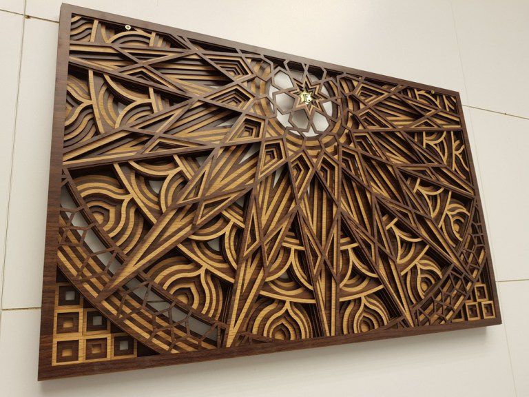 laser cut rectangle shape wood mandala wall decor Free Vector CDR File