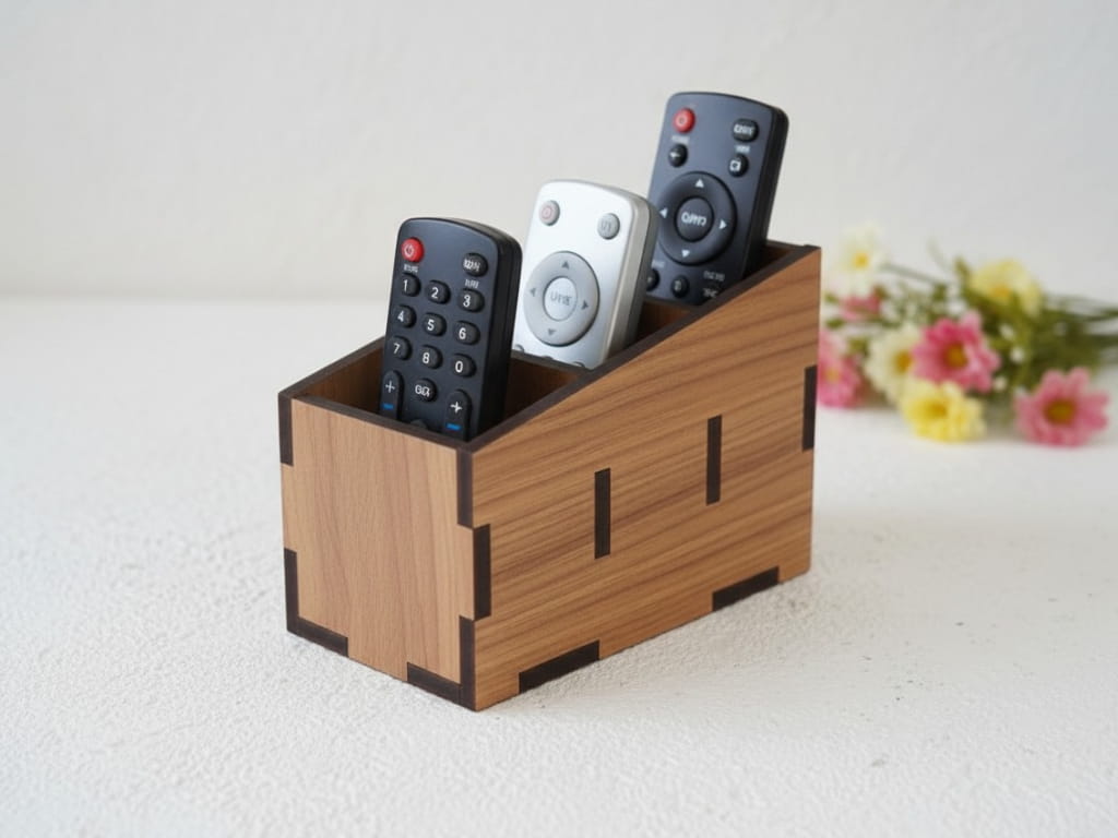 Laser Cut Remote Control Holder with 3 Dividers