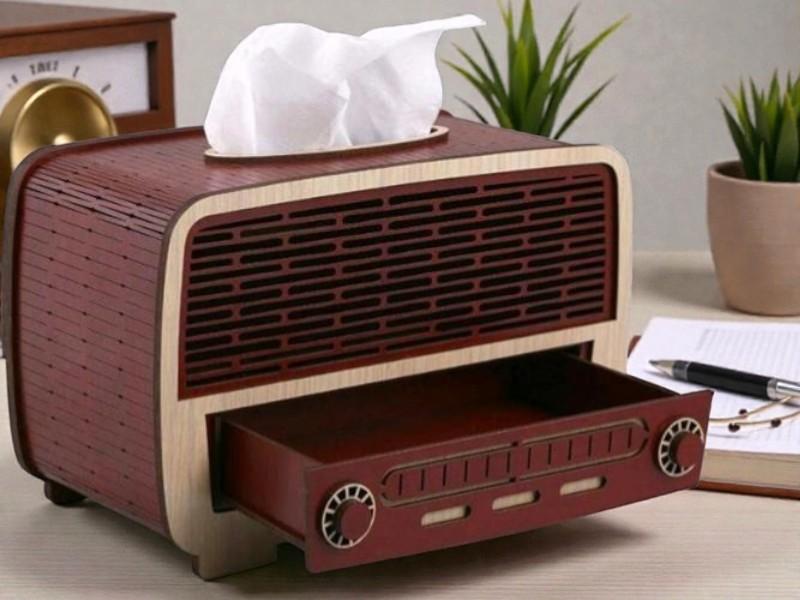 Laser Cut Retro Radio Napkin Holder 3mm Free Download