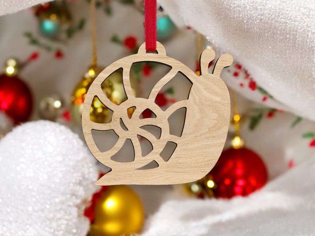 Laser Cut Snail Christmas Bauble Vector SVG File