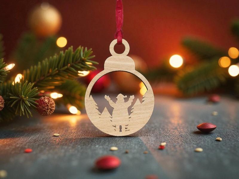 Laser Cut Snowman in the Woods Christmas Bauble Free Download