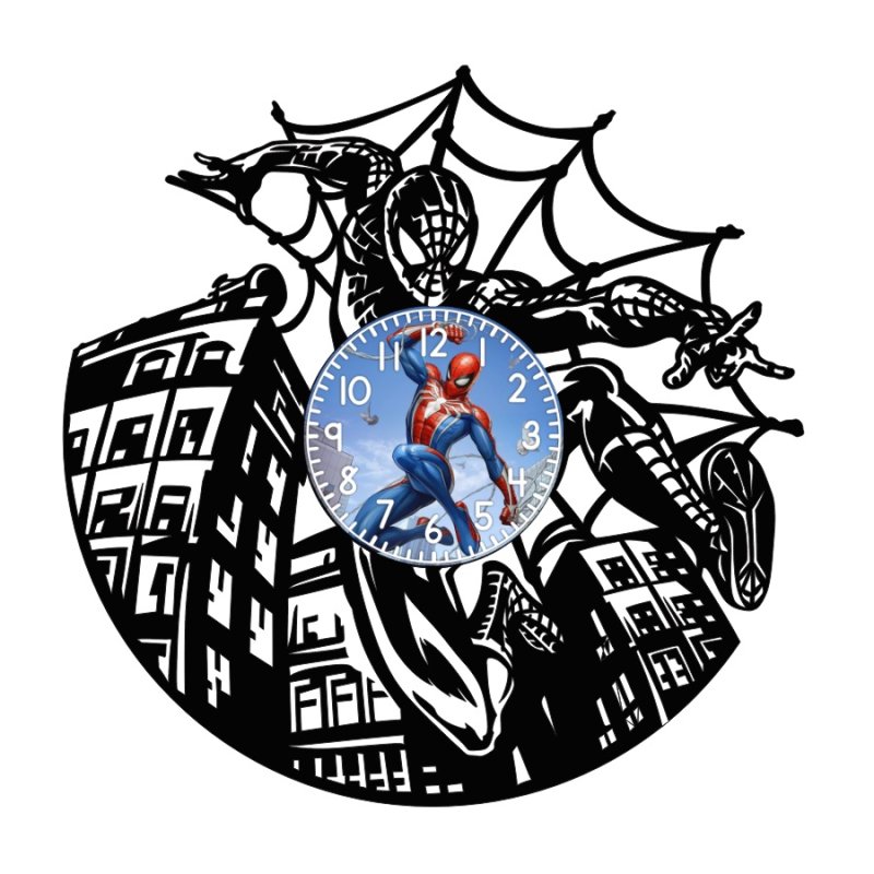 Laser Cut Spiderman Vinyl Record Clock CDR File