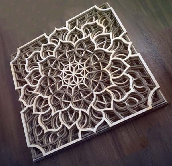 laser cut square shape mandala art design Free Vector File