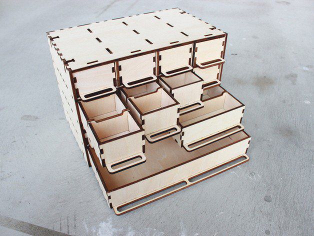 Laser Cut Stackable Drawer Box Storage Organizer Vector