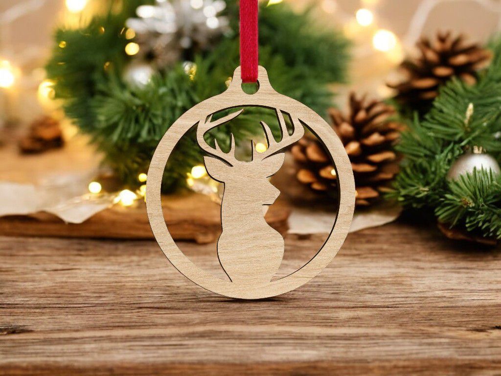 Laser Cut Stag Christmas Bauble Vector