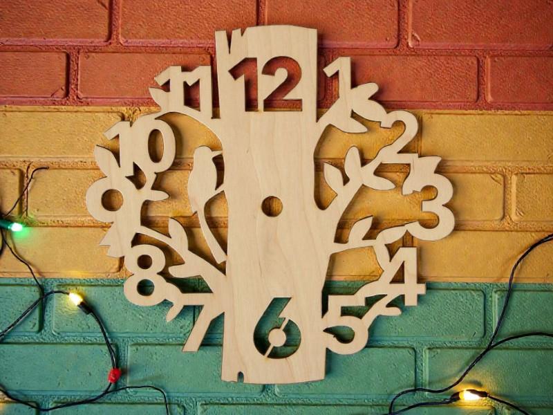 Laser Cut Tree And Bird Wall Clock Free Download