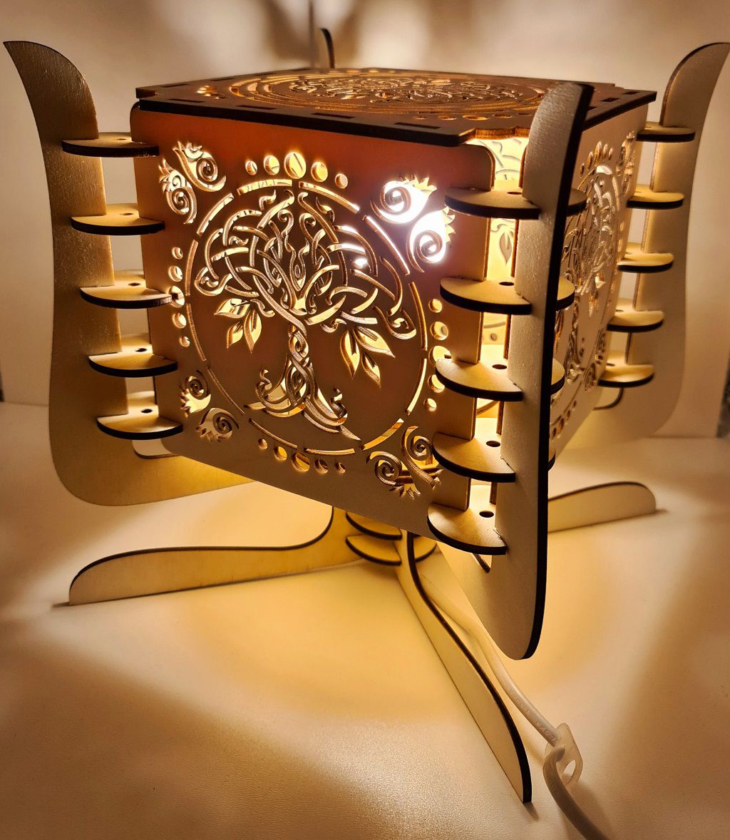 Laser Cut Tree of Life Shadow Bedside Table Lamp