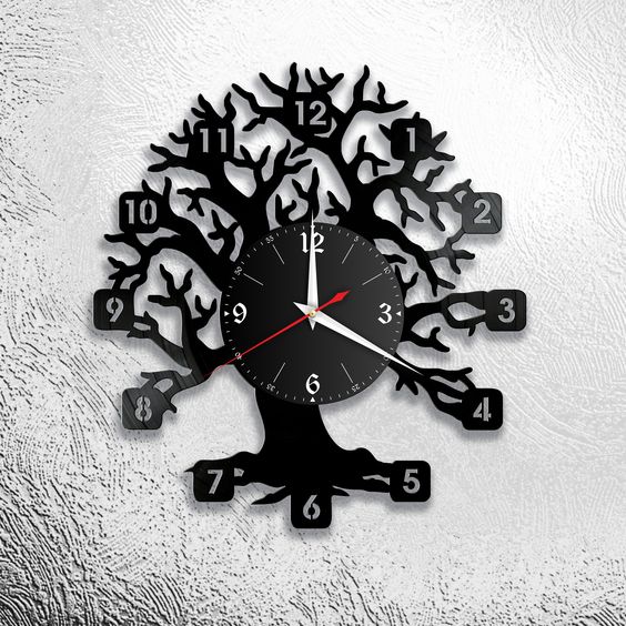 Laser Cut Tree Shaped Wall Clock CDR File