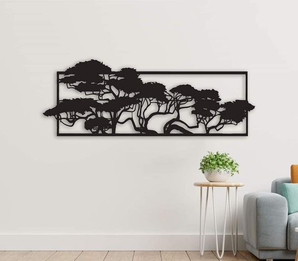 Laser Cut Trees Wall Art Panel Frame Vector