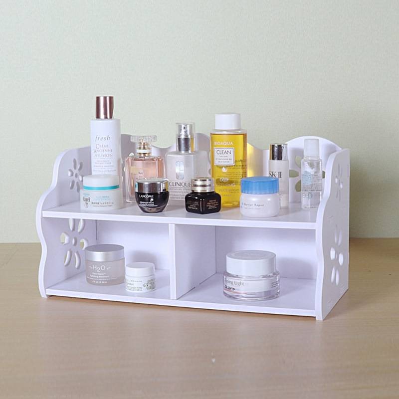 Laser Cut Two Tier Cosmetic Storage Organizer Desk Rack