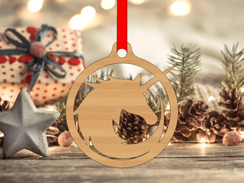 Laser Cut Unicorn Christmas Tree Decoration Bauble Free Download