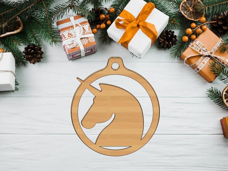 Laser Cut Unicorn Head Christmas Bauble