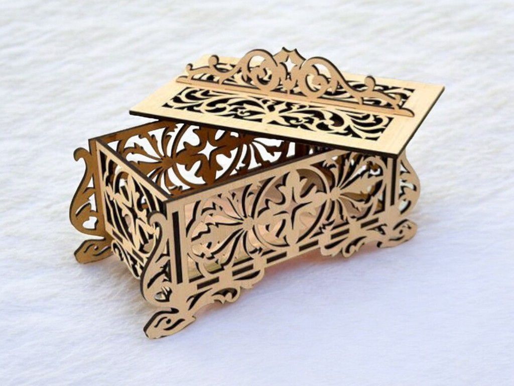 Laser Cut Vintage Casket Jewelry Box Vecto