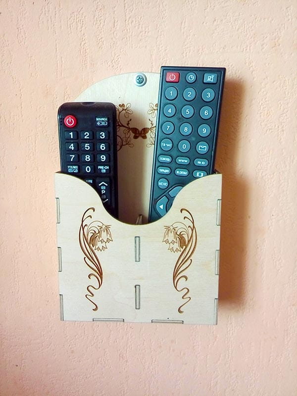 Laser Cut Wall Mounted Remote Storage Box for Remote Controls