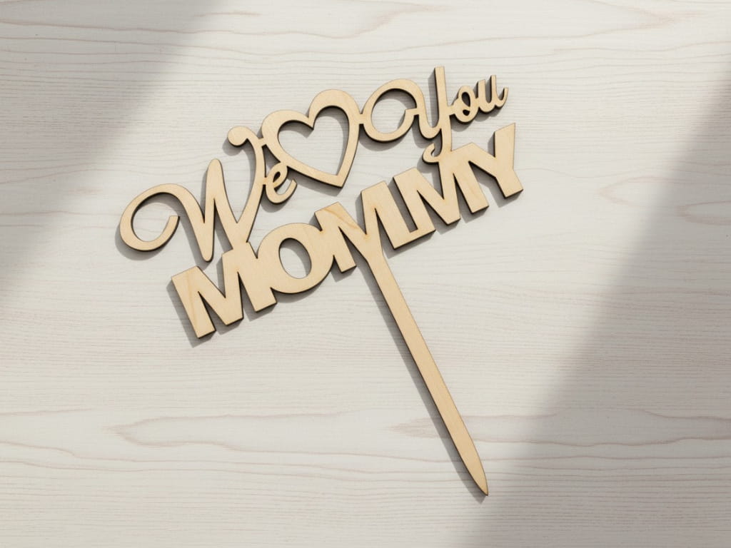 Laser Cut We Love You Mommy Cake Topper Mothers Day Celebration