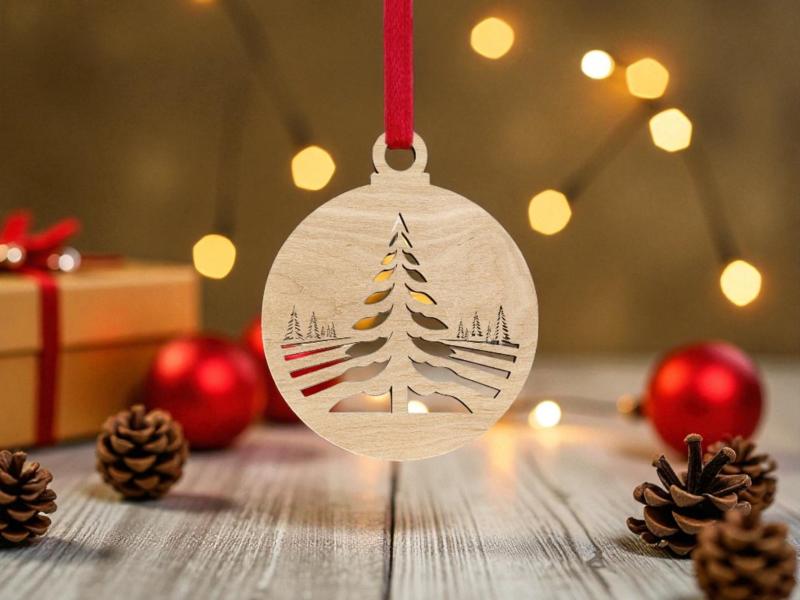 Laser Cut Winter Trees Christmas Ornament Free Download SVG File