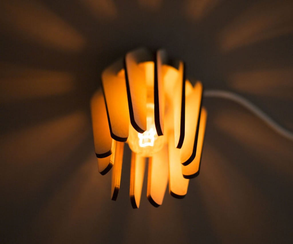 Laser Cut Wood Slats Hanging Lamp for Home Decor