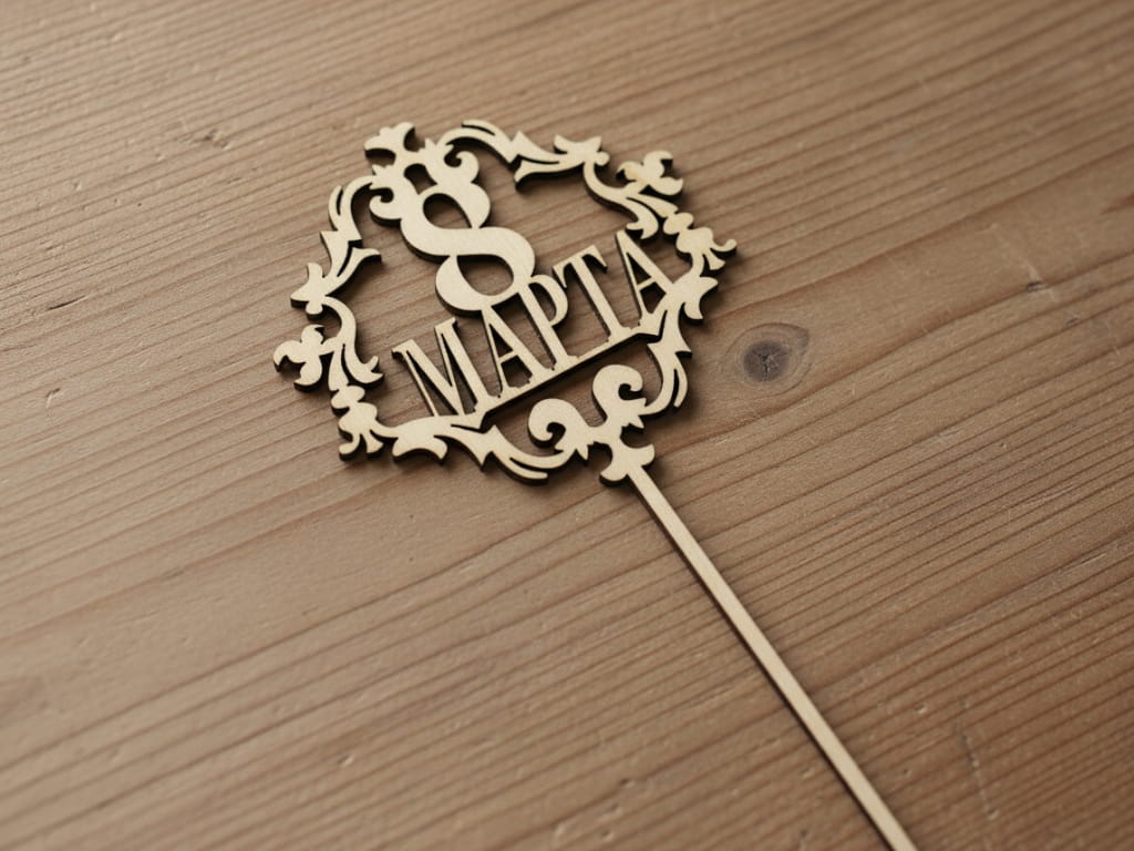 Laser Cut Wooden 8 March Cake Topper